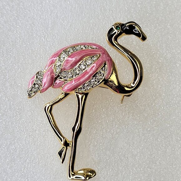 Pink Flamingo Brooch Pin - Picture 1 of 10